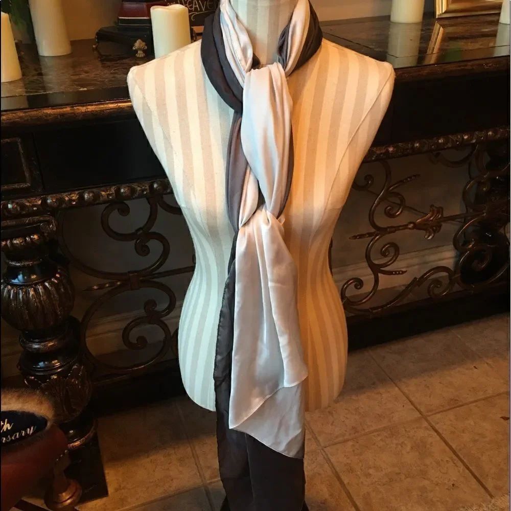 TWO SHADES of Luxurious Gray 100% Silk Scarf